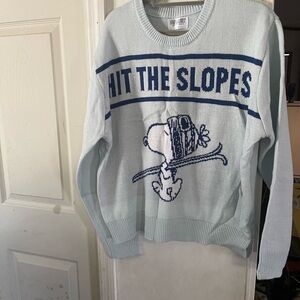 Peanuts Blue Snoopy Ski Crewneck Sweater